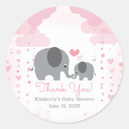 Een kleine pinda Elephant Girl-Baby shower Ronde Sticker