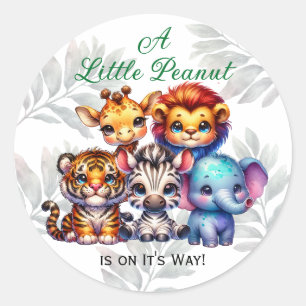 Een kleine pinda is onderweg   BABY SHOWER Ronde Sticker