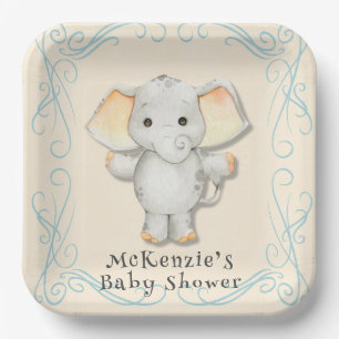 Een kleine pinda is onderweg naar het baby shower  papieren bordje