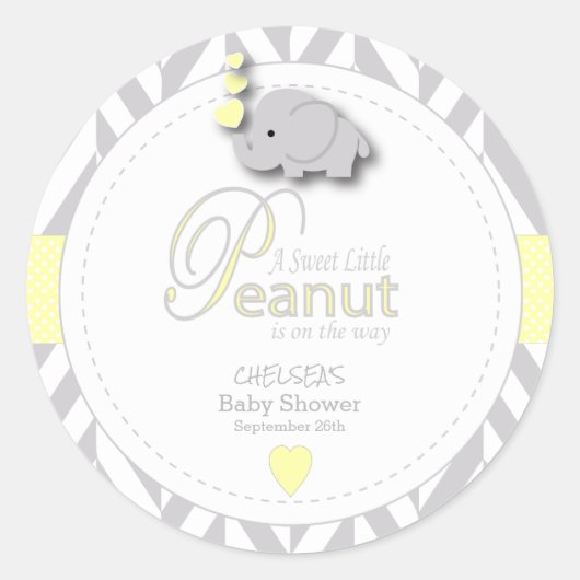 Een kleine pinda-olifant Baby shower Ronde Sticker (Voorkant)
