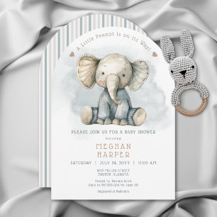 Een kleine pinda olifant Blue Arch Baby shower Kaart