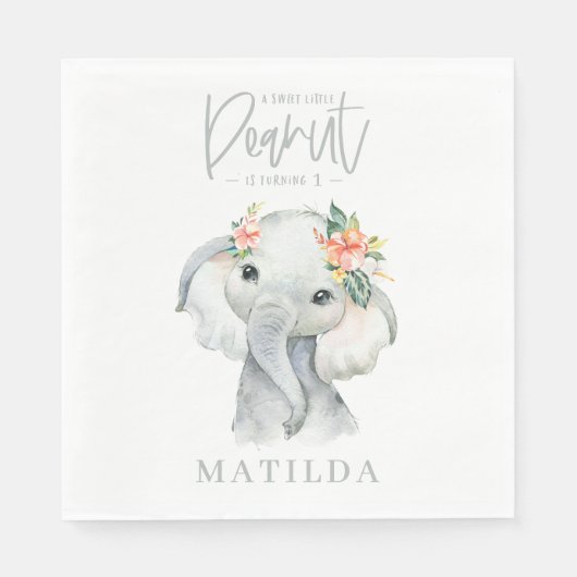 een kleine pinda olifant verjaardagsfeestje servet (Voorkant)