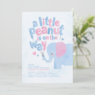 Een Kleine Pinda Roze en Blauwe Olifant Baby Showe Kaart