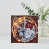 Een kleine pinguïn houdt van zwangerschapsaankondi feestdagenkaart (Staand voorkant)