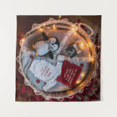 Een kleine pinguïn houdt van zwangerschapsaankondi wandkleed (Voorkant (horizontaal))