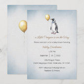 Een kleine pinguïn is op weg Uitnodiging, Baby Kaart (Voorkant / Achterkant)