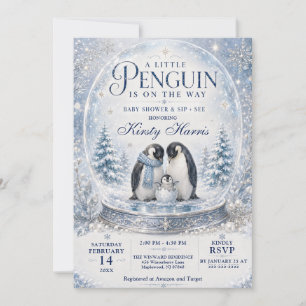 Een Kleine Pinguïn Is Op Weg Winter Baby Shower Kaart