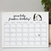 Een kleine pinguïn raadt het 'Birthday Baby shower