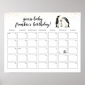 Een kleine pinguïn raadt het 'Birthday Baby shower Poster (Voorkant)