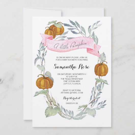 Een kleine pomkin Greenery Girl-uitnodiging Kaart (Voorkant)