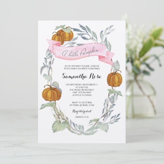 Een kleine pomkin Greenery Girl-uitnodiging Kaart (Staand voorkant)