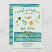 Een kleine pomkin Greenery Herfst Baby Show Kaart (Voorkant / Achterkant)