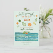 Een kleine pomkin Greenery Herfst Baby Show Kaart (Staand voorkant)