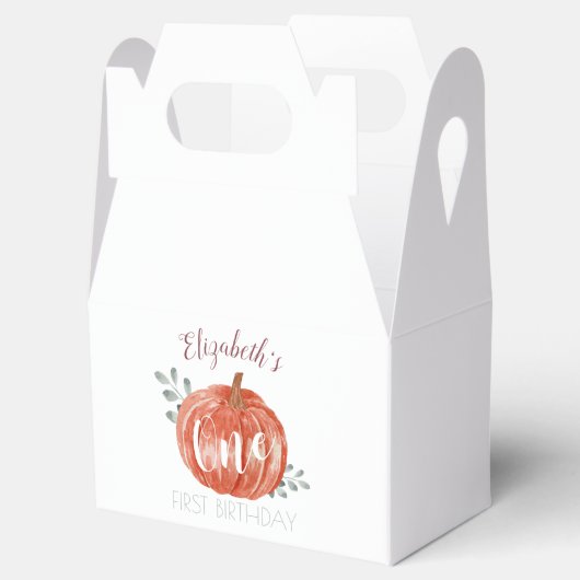 Eén kleine pompoen 1ste verjaardag bedankdoosjes (Geopend)