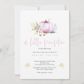 Een kleine pompoen baby meisje douche uitnodiging (Voorkant)