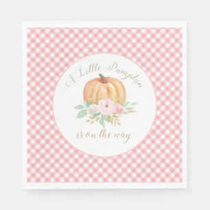 Een Kleine Pompoen Baby Shower Bloemrijke Roze Ger Servet