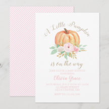 Een kleine pompoen baby shower bloemrijke roze str