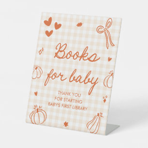 Een Kleine Pompoen Baby Shower Boeken Voor Baby Sp Reclamebord Met Voetstuk