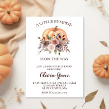 Een kleine pompoen baby shower bordeauxrood bloemm