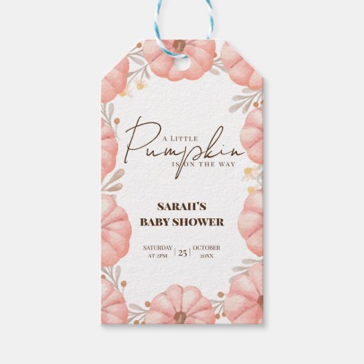 Een kleine pompoen Baby shower gunst tag Cadeaulabel (Voorkant)