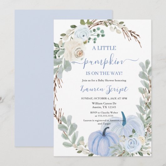 Een kleine pompoen Baby shower jongen Kaart (Voorkant / Achterkant)