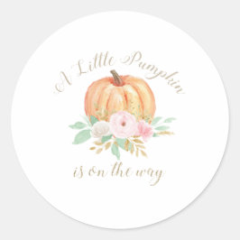 Een Kleine Pompoen Baby Shower roze bloemen Ronde Sticker