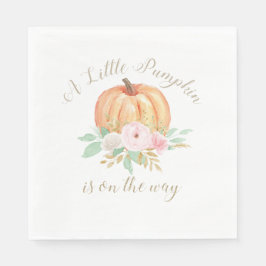 Een Kleine Pompoen Baby Shower roze bloemen Servet