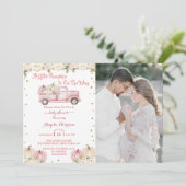Een kleine pompoen Baby shower roze vrachtwagen fo Kaart (Staand voorkant)