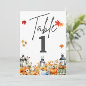 Een Kleine Pompoen Baby Shower TAFEL NUMMERS Kaart (Staand voorkant)