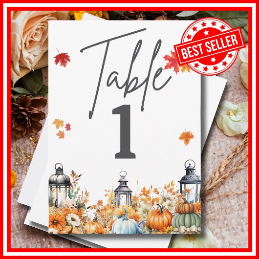 Een Kleine Pompoen Baby Shower TAFEL NUMMERS Kaart