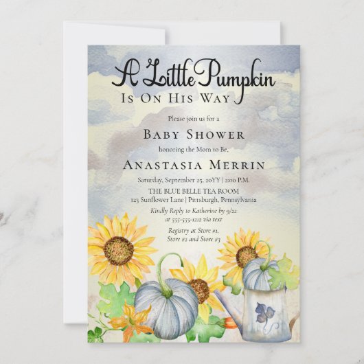Een kleine pompoen | Baby shower voor zonnebloemen Kaart (Voorkant)