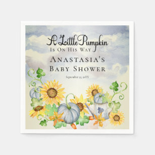 Een kleine pompoen   Baby shower voor zonnebloemen Servet