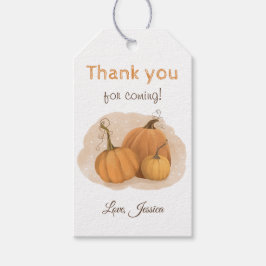 Een kleine pompoen bedankt cadeaulabel