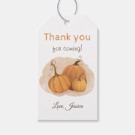 Een kleine pompoen bedankt cadeaulabel (Voorkant)