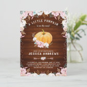 Een kleine pompoen bijtende katoenbloem kaart (Staand voorkant)