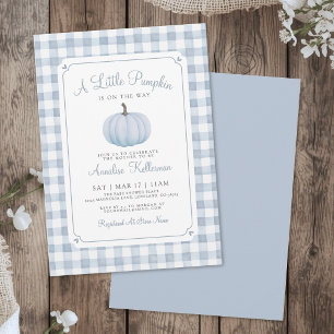 Een Kleine Pompoen Blauwe Jongens Baby Shower Kaart