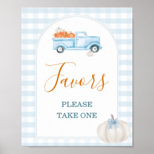 Een Kleine Pompoen Blauwe Truck Baby Shower Favore Poster