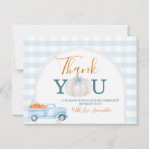 Een Kleine Pompoen Blauwe Truck Gingham Baby Showe