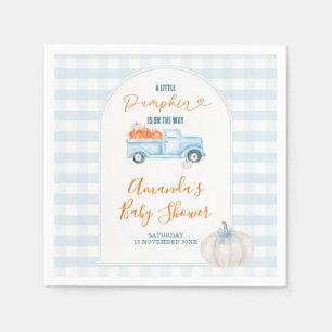 Een Kleine Pompoen Blauwe Truck Gingham Baby Showe Servet