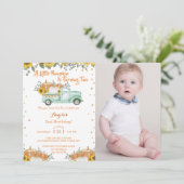 Een kleine pompoen blauwe vrachtwagen tweede verja kaart (Staand voorkant)