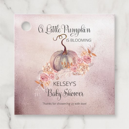 Een kleine pompoen bloeit roze Baby shower Bedankjes Labels (Voorkant)