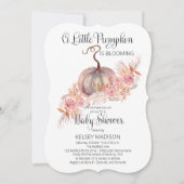 Een kleine pompoen bloeit roze Baby shower Invi Kaart (Voorkant)