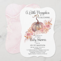 Een kleine pompoen bloeit roze Baby shower Invi