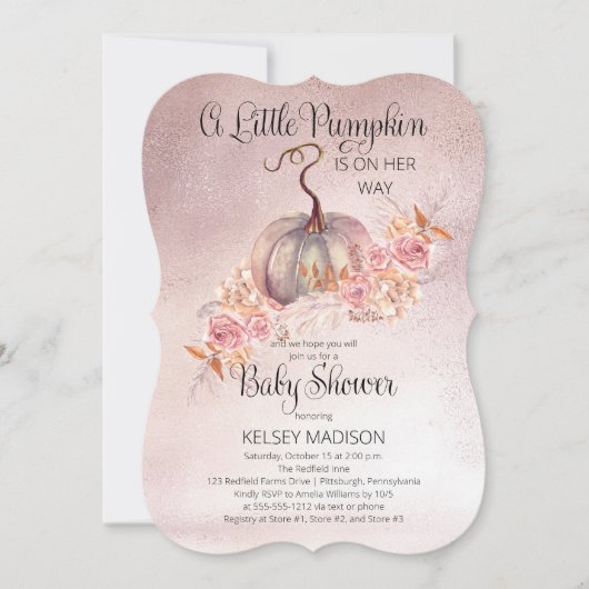 Een kleine pompoen bloeit roze Baby shower Kaart (Voorkant)