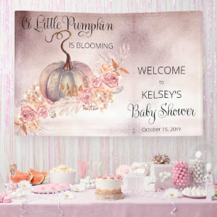 Een kleine pompoen bloeit roze Baby shower Spandoek