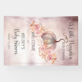 Een kleine pompoen bloeit roze Baby shower Spandoek (Horizontaal)