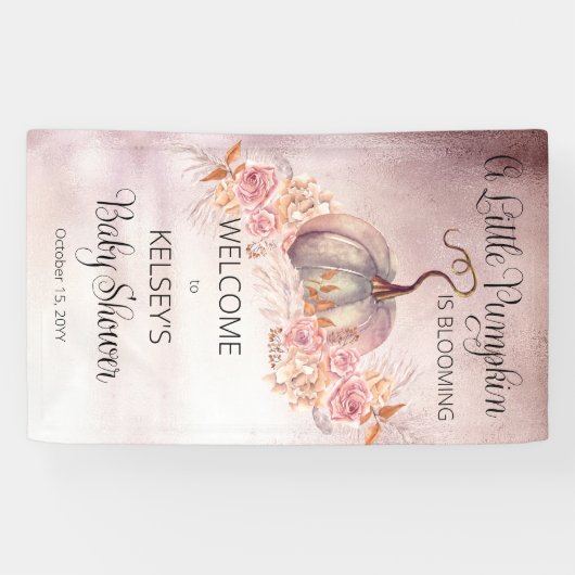 Een kleine pompoen bloeit roze Baby shower Spandoek (Horizontaal)