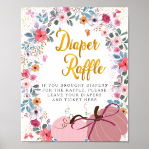 Een kleine pompoen bloem krans herfst luier raffle poster