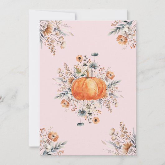 Een kleine pompoen bloemenbaby meisje douche kaart (Achterkant)