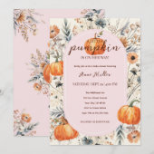 Een kleine pompoen bloemenbaby meisje douche kaart (Voorkant / Achterkant)